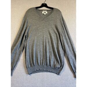 Joseph Abboud 100% Merino Wool Sweater Men's 1X Light Gray XXL V Neck Pullover